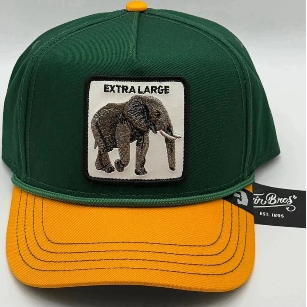 Goorin Bros The Farm Extra Large Elephant All 100% Cotton Green w/Rope & Yellow